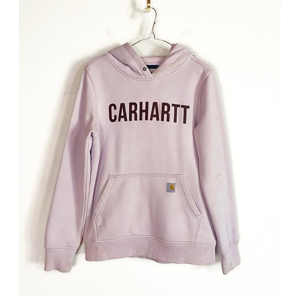 Carhartt Womens Logo Graphic Hoodie in Lilac color Lived in / Worn size S (4/6)